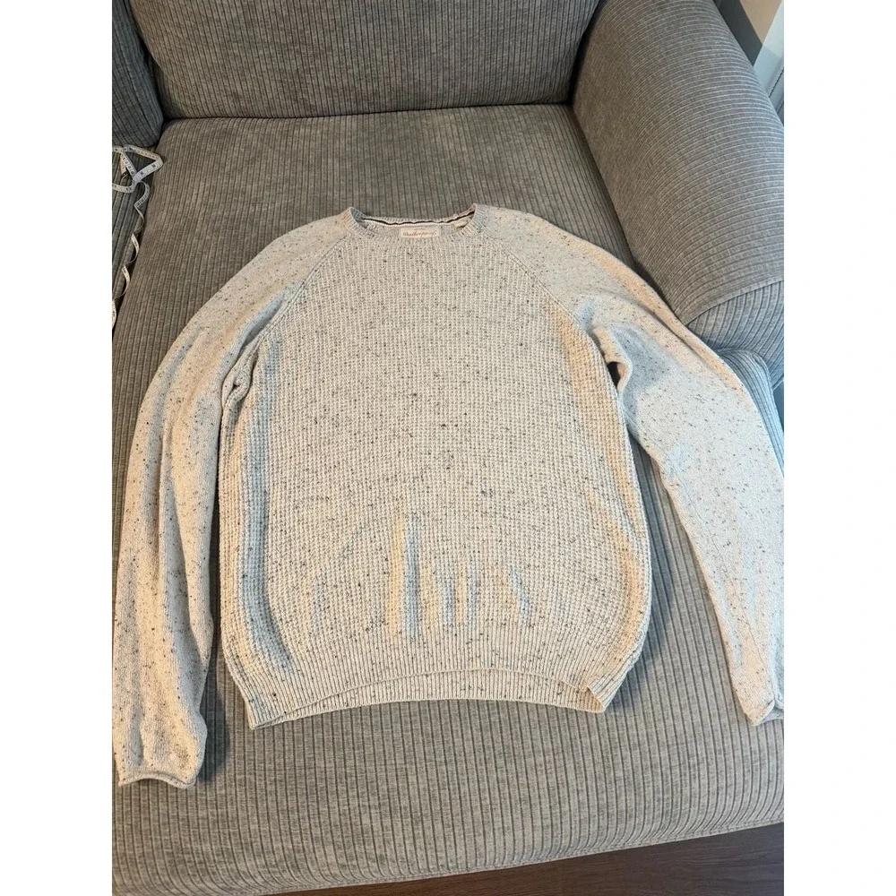 Weatherproof‎ Vintage Mens XL Cream Donegal Waffle Knit Raglan Crewneck Sweater